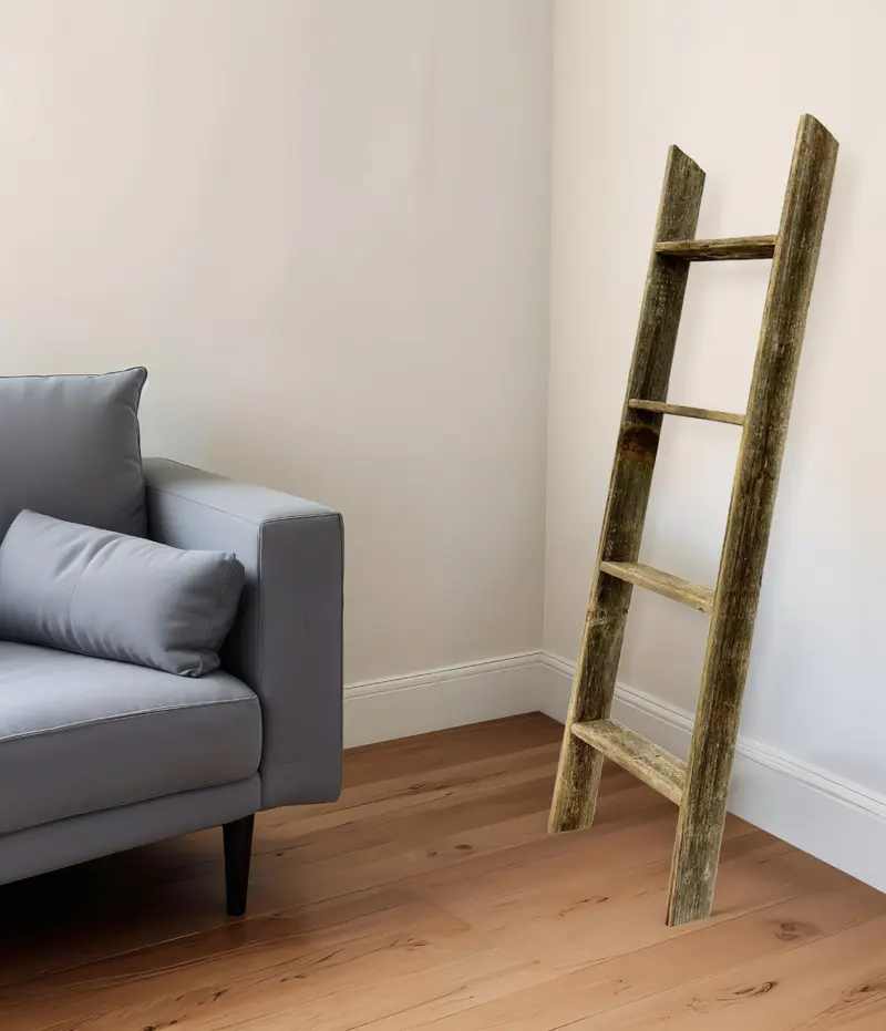 4 Step Rustic Black Wood Ladder Shelf By Homeroots