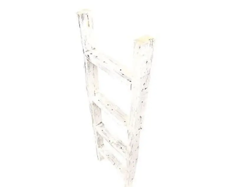 4 Step Rustic White Wood Ladder Shelf By Homeroots