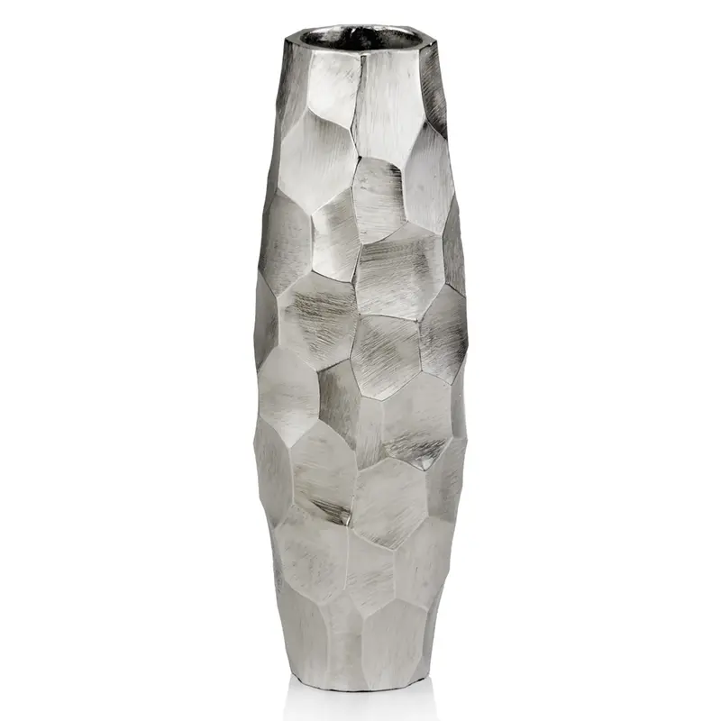 4" x 4" Rough Silver Barrel Vase By Homeroots