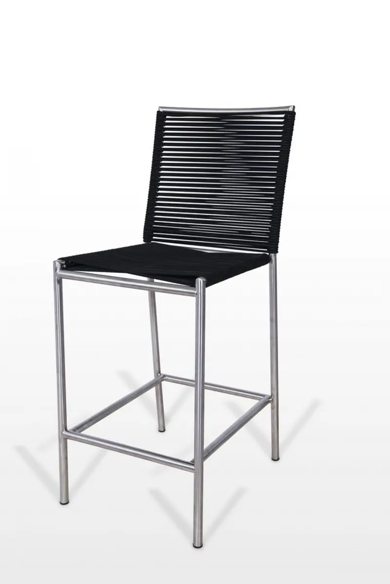 40" Black And Silver Stainless Steel Low Back Bar Height Bar Chair With Footrest By Homeroots