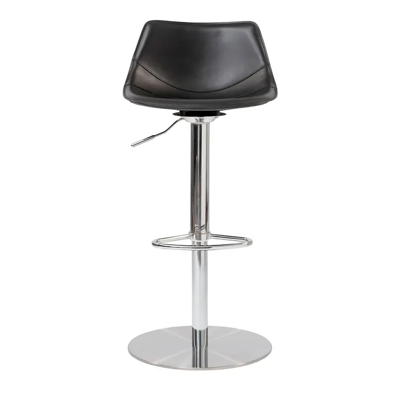40" Black And Silver Steel Swivel Low Back Bar Height Chair With Footrest By Homeroots