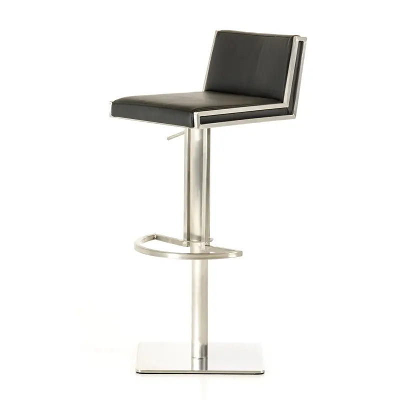 40' Black And Walnut Leatherette Veneer And Steel Bar Stool By Homeroots