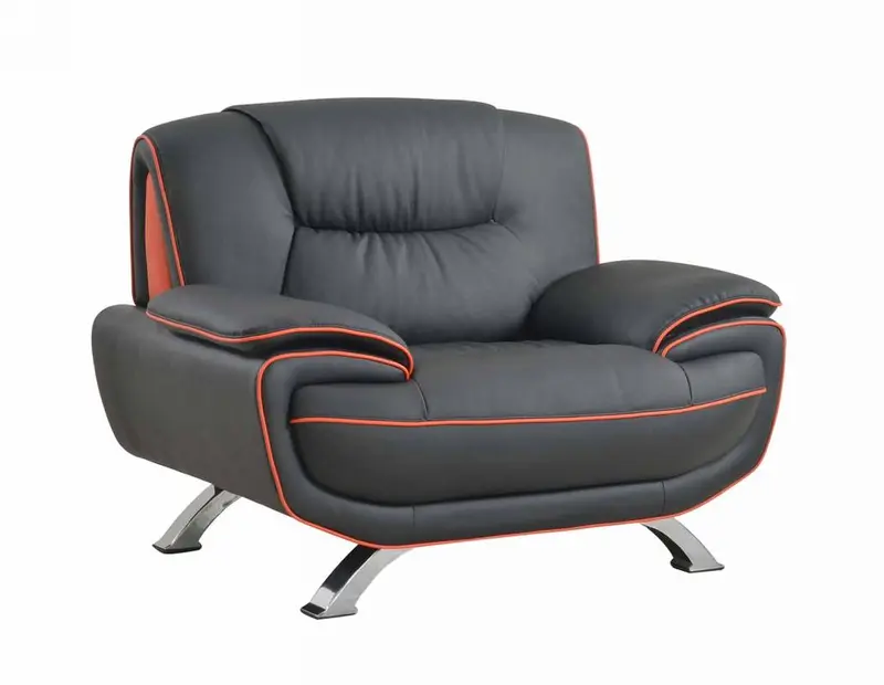 40" Black Sleek Leather Recliner Chair By Homeroots