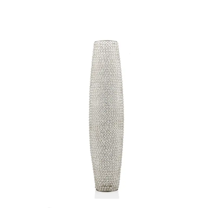 40" Bling Faux Crystal Beads Barrel Floor Vase By Homeroots