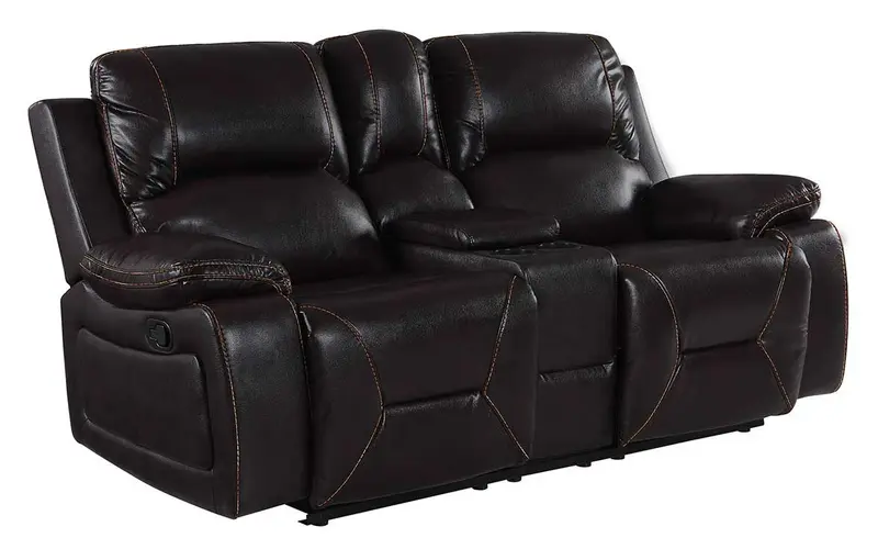 40" Classy Brown Leather Loveseat By Homeroots