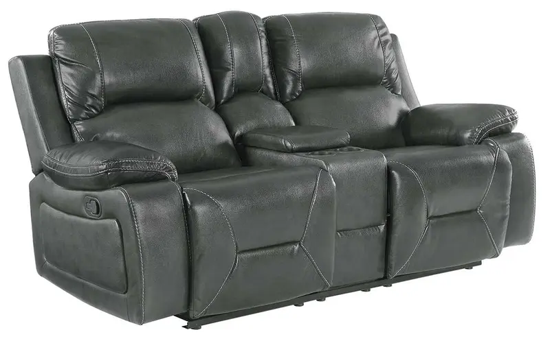 40" Classy Grey Leather Loveseat By Homeroots