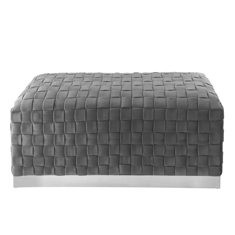 40" Gray And Silver Upholstered Velvet Bench By Homeroots