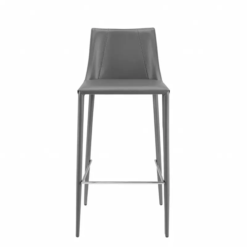 40" Gray Steel Low Back Bar Height Chair With Footrest By Homeroots