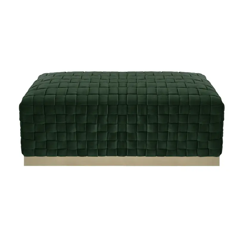 40" Hunter Green And Gold Upholstered Velvet Bench By Homeroots