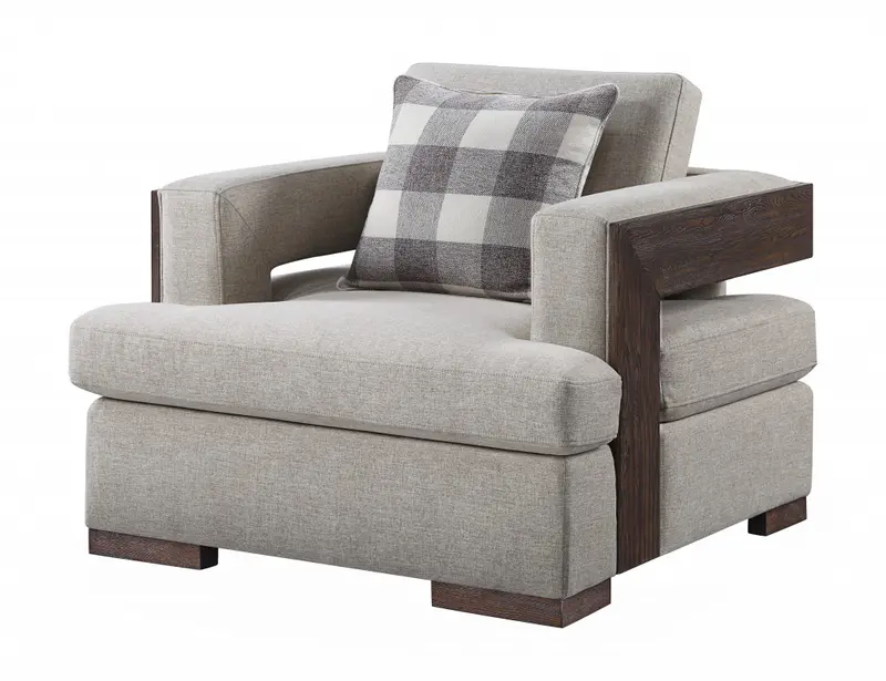 40" Light Gray Fabric And Walnut Arm Chair By Homeroots