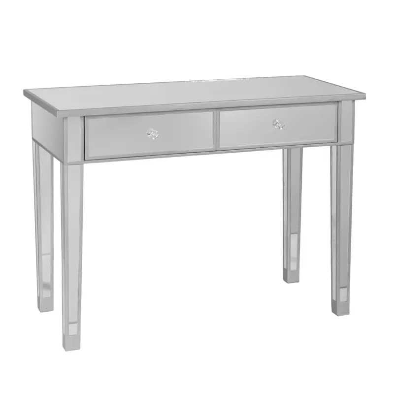 40" Silver Mirrored Glass Console Table With Storage By Homeroots
