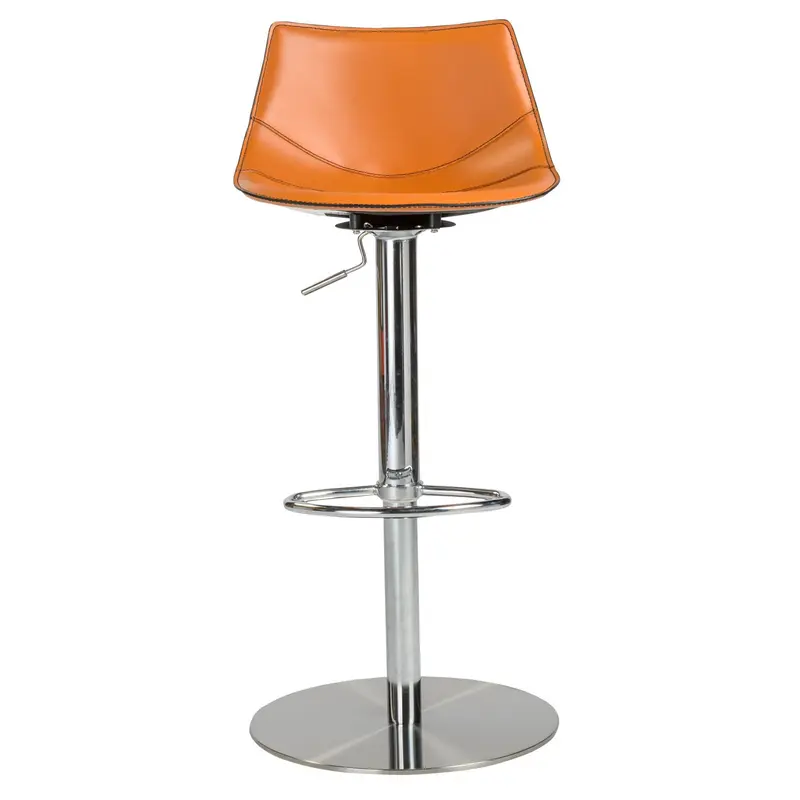 40" Terra Cotta And Silver Steel Swivel Low Back Bar Height Chair With Footrest By Homeroots