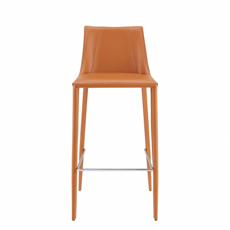 40" Terra Cotta Steel Low Back Bar Height Chair With Footrest By Homeroots