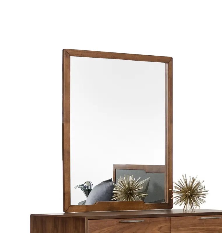 40" Walnut MDF Veneer and Glass Mirror By Homeroots