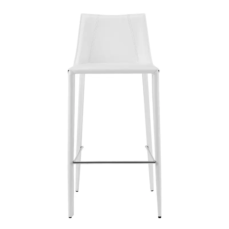 40" White Steel Low Back Bar Height Chair With Footrest By Homeroots