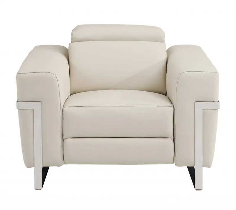 41" Beige Italian Leather Power Recliner Chair By Homeroots