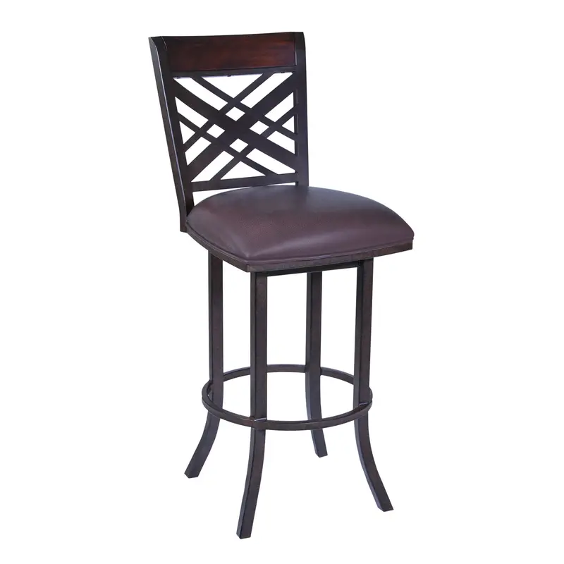 41" Brown Faux Leather And Iron Counter Height Bar Chair By Homeroots
