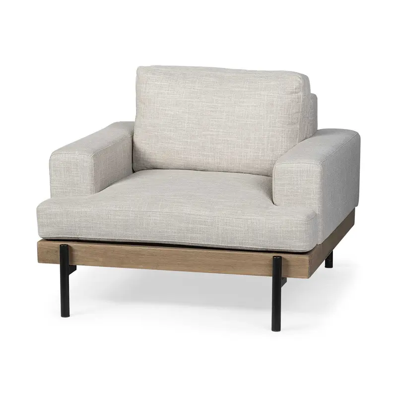41" Cream And Black Fabric Arm Chair By Homeroots