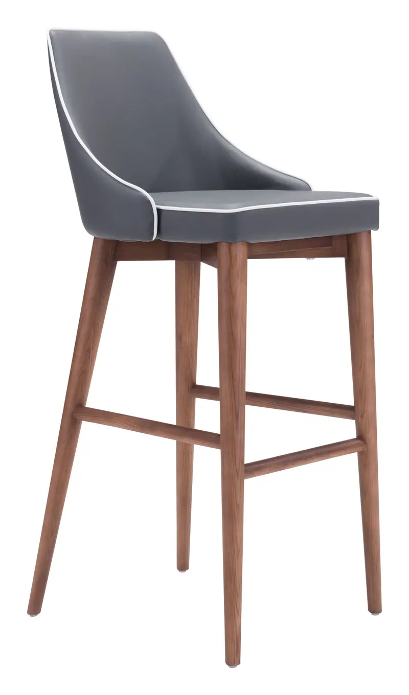 41" Gray And Brown Solid Wood Low Back Bar Height Chair With Footrest By Homeroots