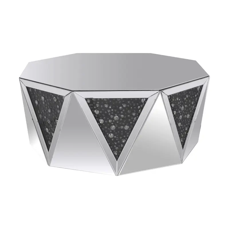 41" Mirrored Mirrored And Manufactured Wood Octagon Mirrored Coffee Table By Homeroots