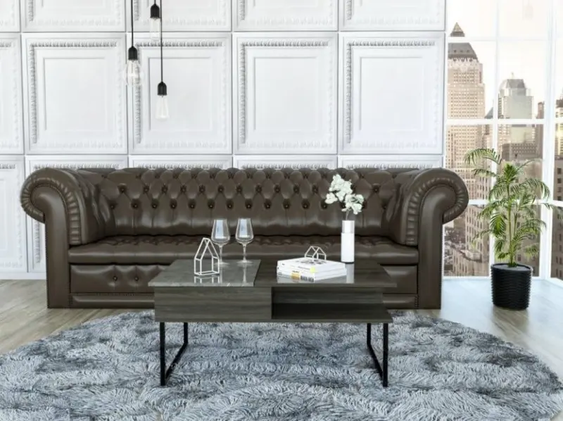 41" Onyx And Carbon Manufactured Wood Rectangular Lift Top Coffee Table By Homeroots