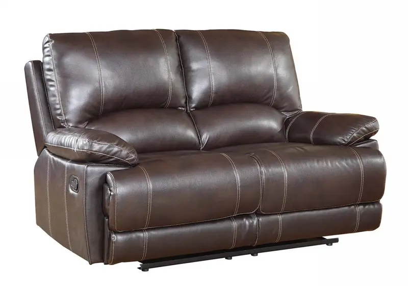 41" Stylish Brown Leather Loveseat By Homeroots