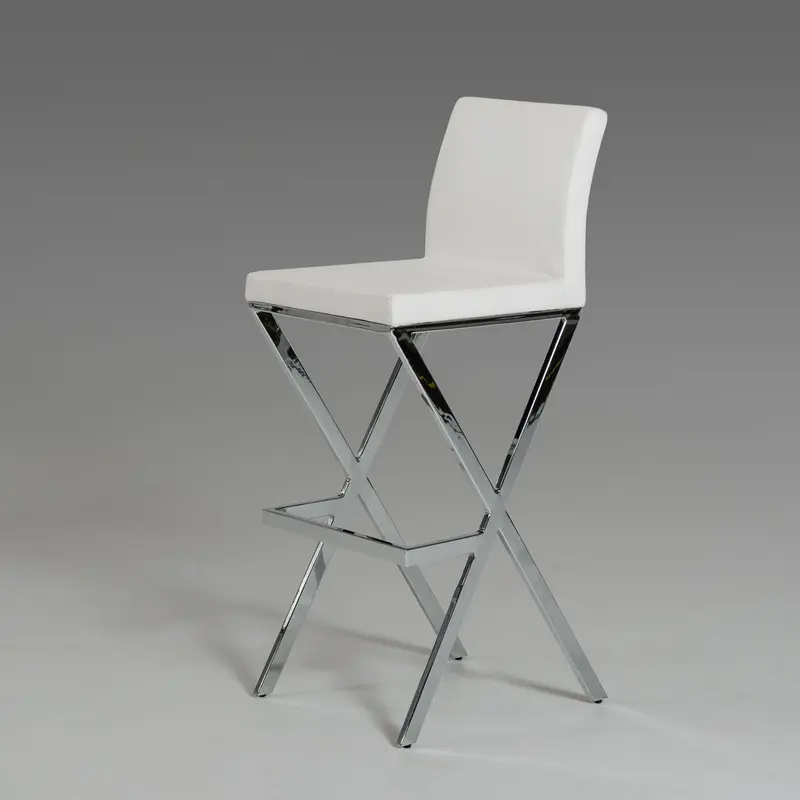 41' White Eco-Leather And Steel Bar Stool (Set Of 2) By Homeroots