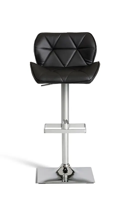 42' Black Eco Leather And Steel Bar Stool By Homeroots