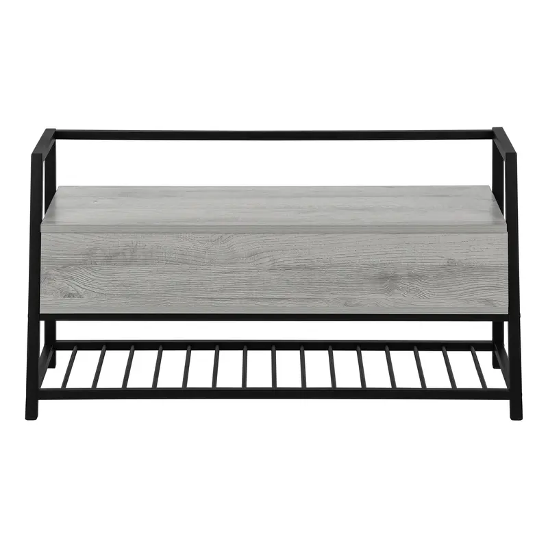42" Gray And Black Bench With Flip top By Homeroots