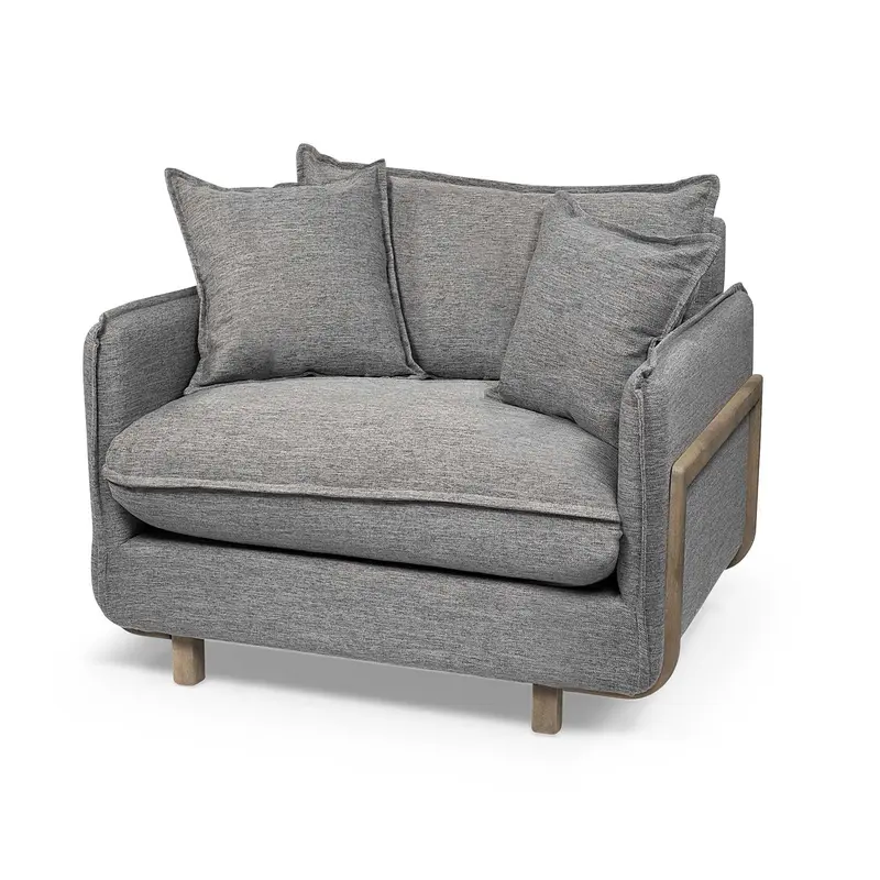 42" Gray Linen Arm Chair By Homeroots