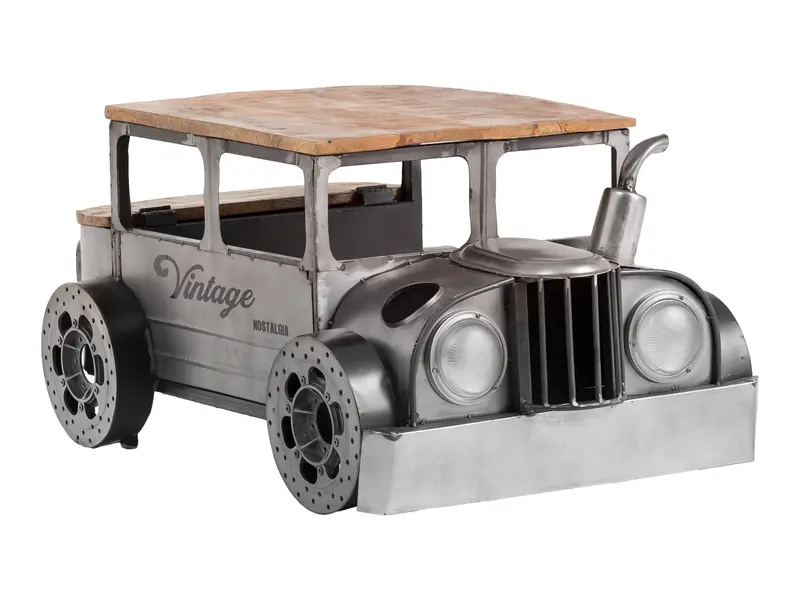 42" Grey And Brown Vintage Style Truck Solid Wood and Metal Coffee Table By Homeroots