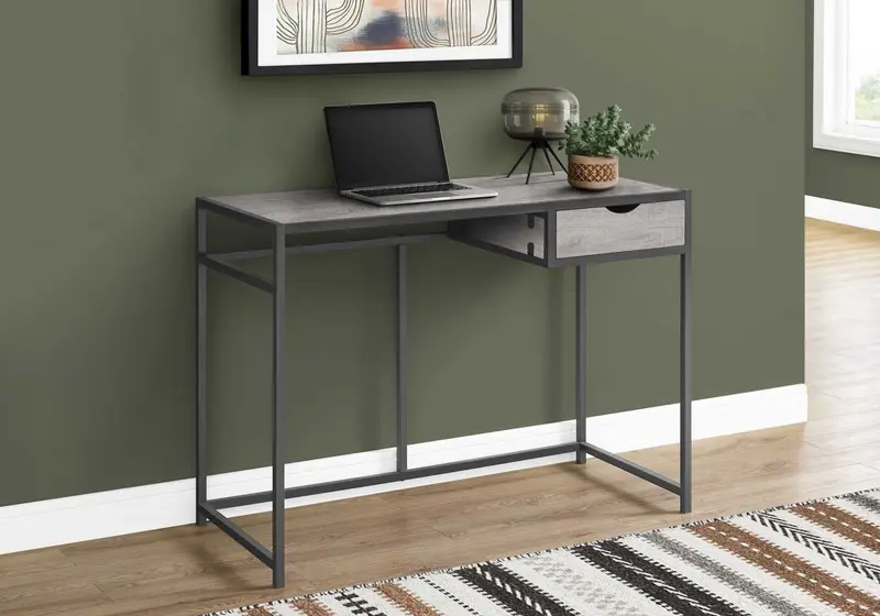 42" Grey and Dark Grey Metal Computer Desk By Homeroots