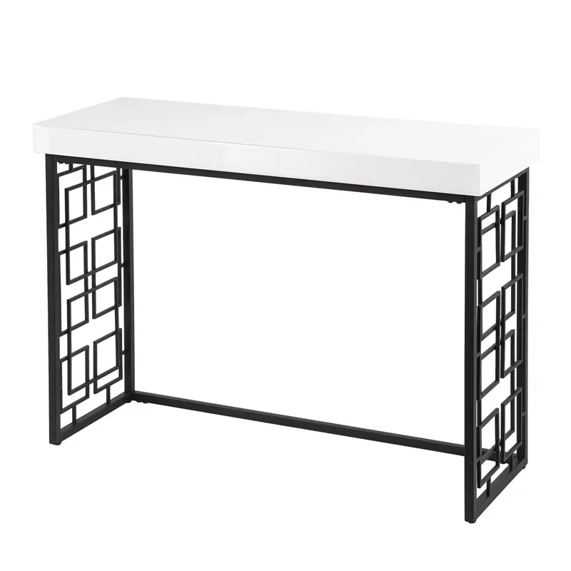 42" White and Black Glass Sled Console Table By Homeroots