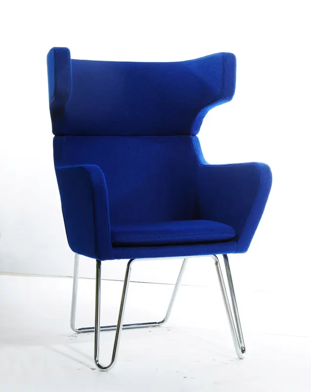 43' Blue Fabric Wool and Polyester Lounge Chair By Homeroots