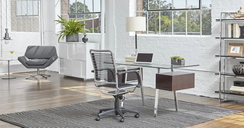 43" Chrome and Black Round Bungee Cord High Back Office Chair By Homeroots