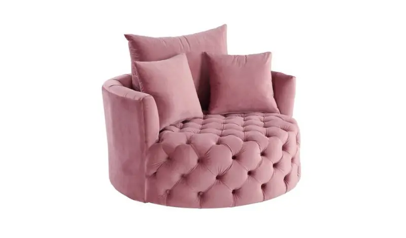 43" Pink Velvet Solid Color Barrel Chair By Homeroots