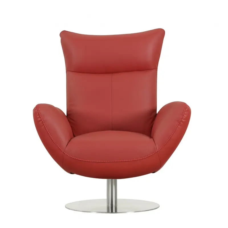 43" Red Contemporary Leather Lounge Chair By Homeroots