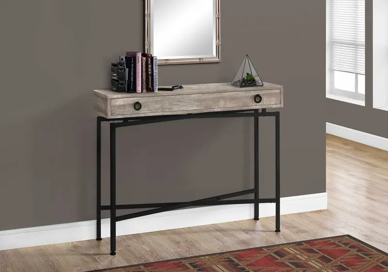 43" Taupe And Black Cross Leg Console Table By Homeroots