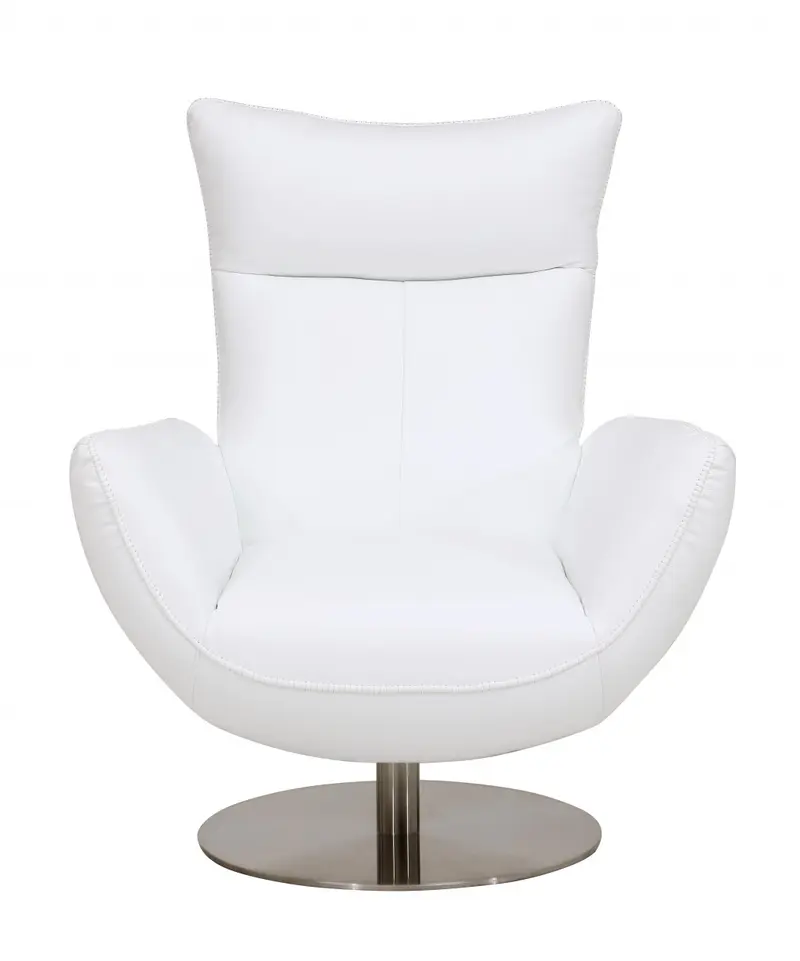 43" White Contemporary Leather Lounge Chair By Homeroots