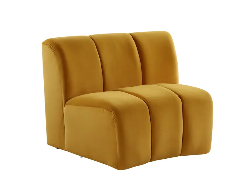 43" Yellow And Black Velvet Slipper Chair By Homeroots