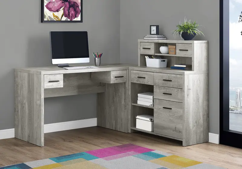 44.75" Grey Reclaimed Wood Particle Board Laminate and MDF Computer Desk By Homeroots