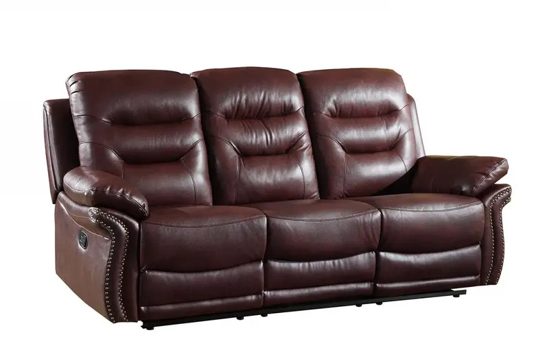 44" Comfortable Burgundy Leather Sofa By Homeroots