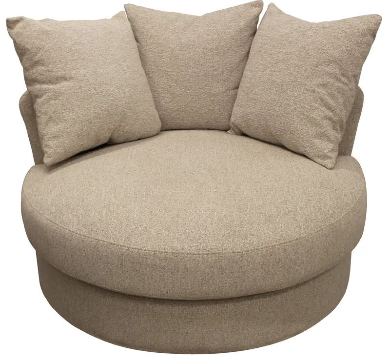 44" Sand Linen Solid Color Swivel Barrel Chair By Homeroots