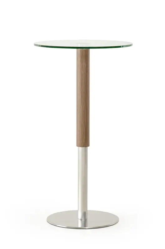 44' Veneer Glass and Steel Round Bar Table By Homeroots
