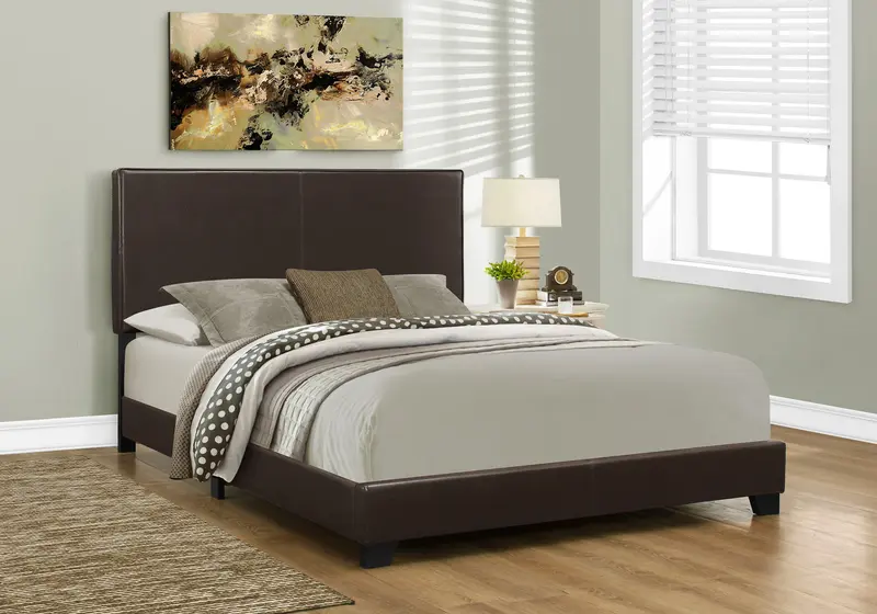 45.75" Solid Wood Mdf And Foam Queen Size Bed With Leather Look By Homeroots