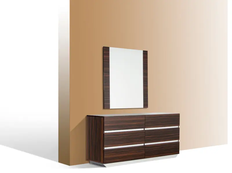 45" Ebony MDF Glass and Veneer Mirror By Homeroots