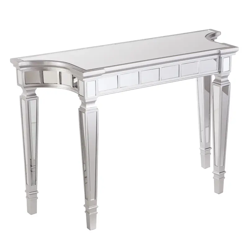 45" Silver Mirrored Glass Free Form Console Table By Homeroots
