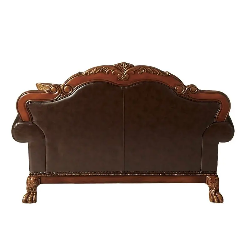 46" Brown And Cherry Blossom Pink Faux Leather Floral Tufted Arm Chair By Homeroots
