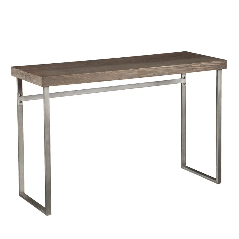 46" Gray Brown and Silver Distressed Sled Console Table By Homeroots