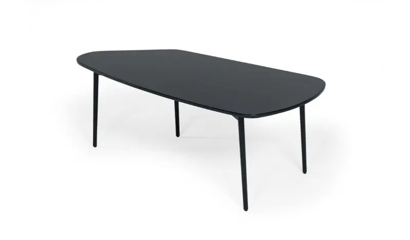 47" Black And Black Marble Stone Free Form Coffee Table By Homeroots